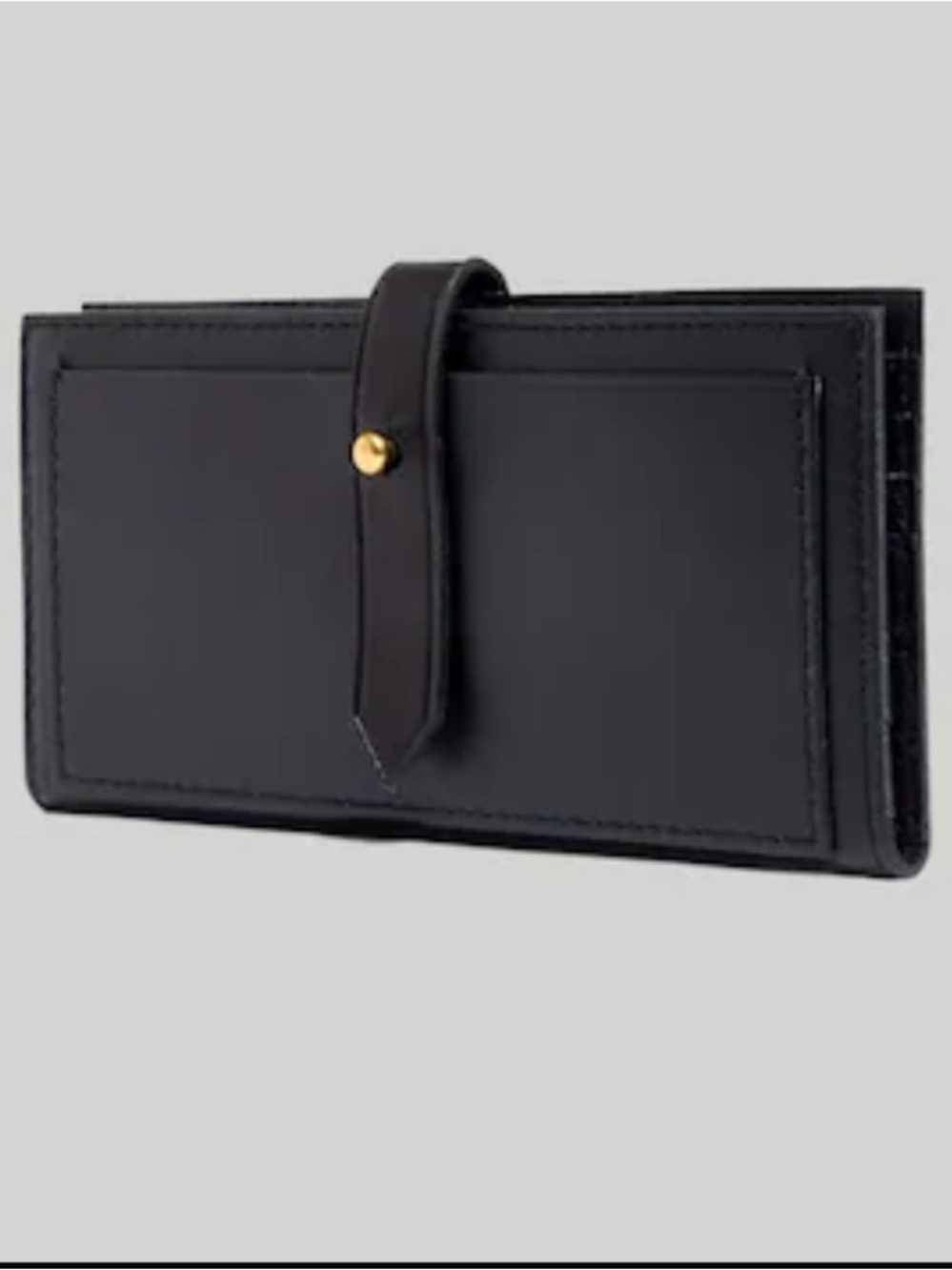 MAKE AN OFFER - MADEWELL Black Leather Post Snap Strap Wallet